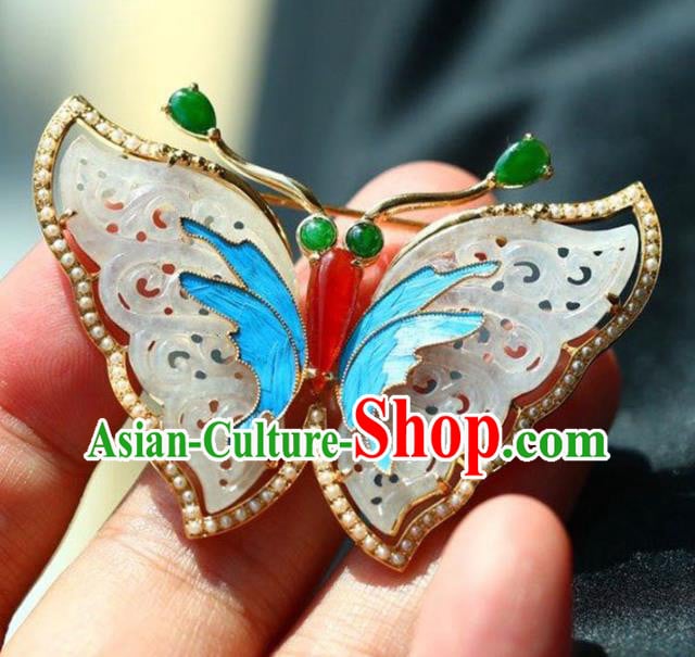Chinese National Jade Butterfly Brooch Jewelry Traditional Handmade Breastpin Accessories Chinese National Jade Butterfly Brooch Jewelry Traditional Handmade Breastpin Accessories