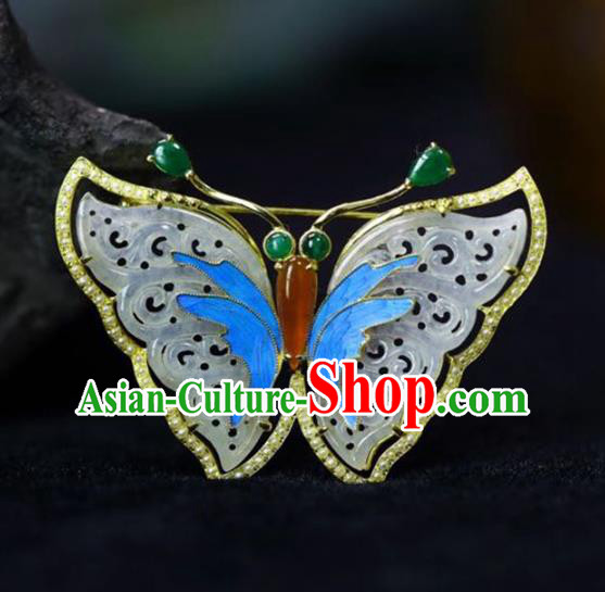 Chinese National Jade Butterfly Brooch Jewelry Traditional Handmade Breastpin Accessories Chinese National Jade Butterfly Brooch Jewelry Traditional Handmade Breastpin Accessories