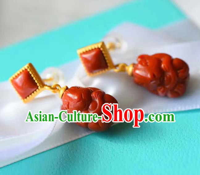 Handmade China National Earrings Traditional Jewelry Accessories Cheongsam Agate Eardrop Handmade China National Earrings Traditional Jewelry Accessories Cheongsam Agate Eardrop