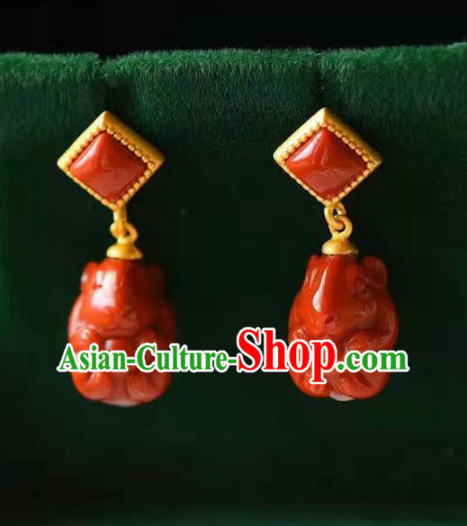 Handmade China National Earrings Traditional Jewelry Accessories Cheongsam Agate Eardrop Handmade China National Earrings Traditional Jewelry Accessories Cheongsam Agate Eardrop