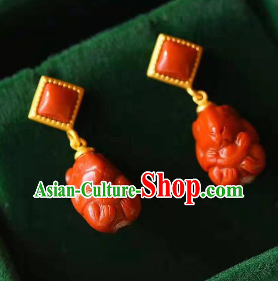 Handmade China National Earrings Traditional Jewelry Accessories Cheongsam Agate Eardrop Handmade China National Earrings Traditional Jewelry Accessories Cheongsam Agate Eardrop