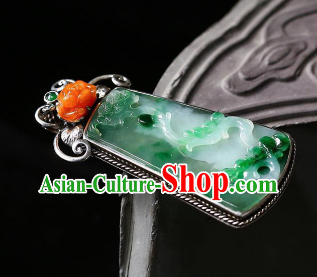 Chinese National Classical Jade Carving Necklace Accessories Handmade Silver Necklet Pendant Chinese National Classical Jade Carving Necklace Accessories Handmade Silver Necklet Pendant