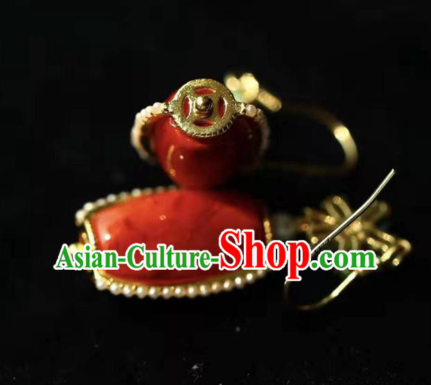 Handmade China National Agate Bucket Earrings Traditional Jewelry Accessories Cheongsam Pearls Eardrop Handmade China National Agate Bucket Earrings Traditional Jewelry Accessories Cheongsam Pearls Eardrop