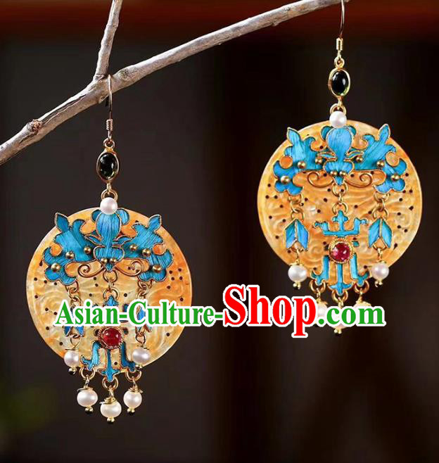 Handmade China Cheongsam Eardrop Traditional Jewelry Accessories National Jade Earrings Handmade China Cheongsam Eardrop Traditional Jewelry Accessories National Jade Earrings