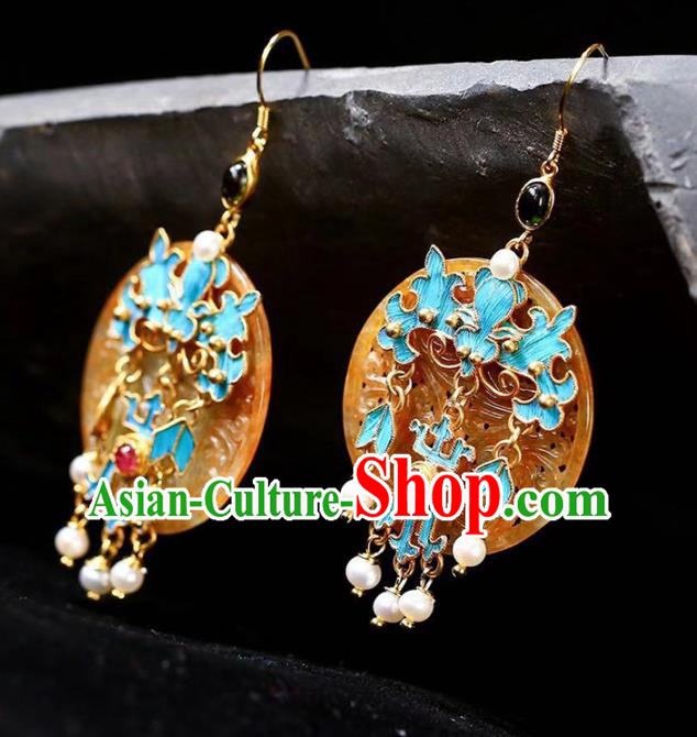 Handmade China Cheongsam Eardrop Traditional Jewelry Accessories National Jade Earrings Handmade China Cheongsam Eardrop Traditional Jewelry Accessories National Jade Earrings