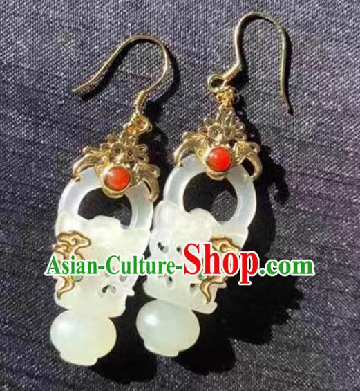 Handmade China Traditional Tourmaline Jewelry Accessories National Jade Basket Earrings Cheongsam Eardrop Handmade China Traditional Tourmaline Jewelry Accessories National Jade Basket Earrings Cheongsam Eardrop