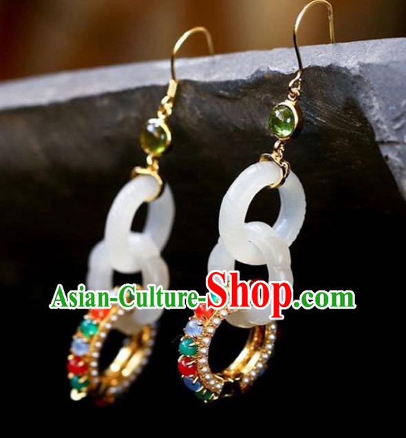 Handmade China National Gems Earrings Cheongsam Jade Eardrop Traditional Jewelry Accessories Handmade China National Gems Earrings Cheongsam Jade Eardrop Traditional Jewelry Accessories