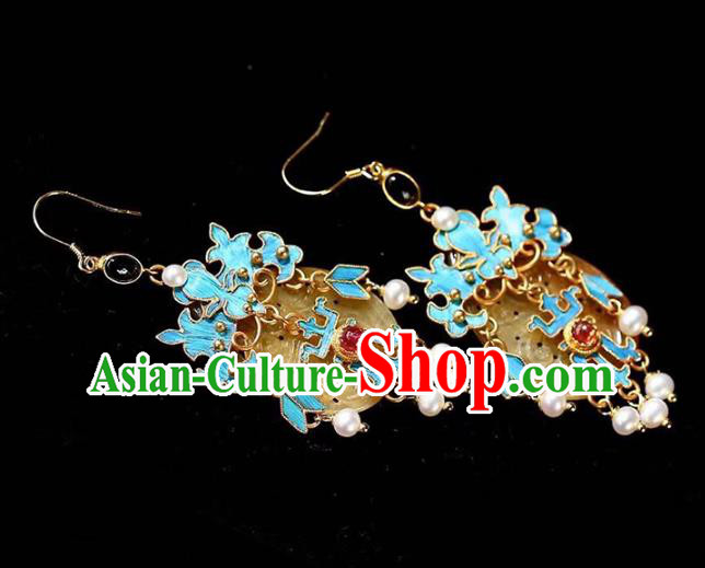 Handmade China Cheongsam Eardrop Traditional Jewelry Accessories National Jade Earrings Handmade China Cheongsam Eardrop Traditional Jewelry Accessories National Jade Earrings