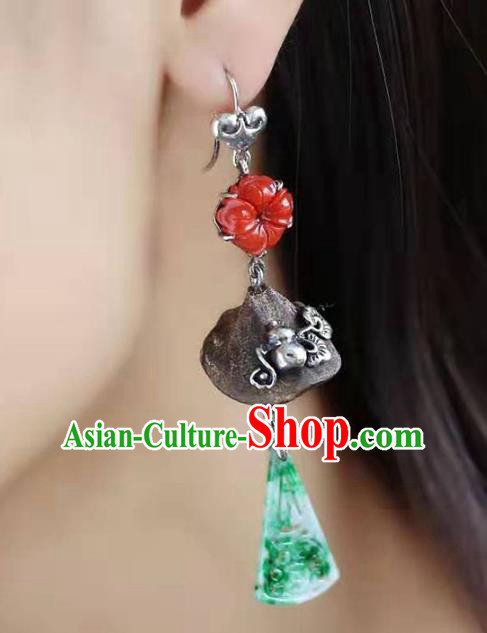 Handmade China Eaglewood Eardrop Jewelry Traditional Cheongsam Jade Accessories National Silver Gourd Earrings Handmade China Eaglewood Eardrop Jewelry Traditional Cheongsam Jade Accessories National Silver Gourd Earrings