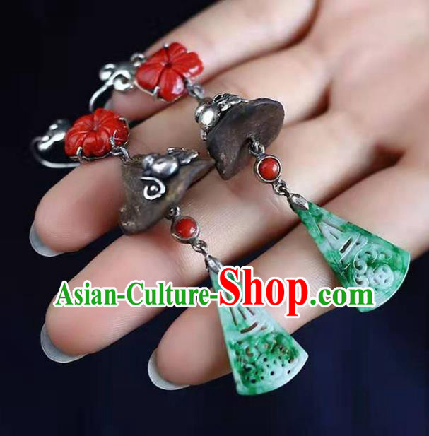 Handmade China Eaglewood Eardrop Jewelry Traditional Cheongsam Jade Accessories National Silver Gourd Earrings Handmade China Eaglewood Eardrop Jewelry Traditional Cheongsam Jade Accessories National Silver Gourd Earrings
