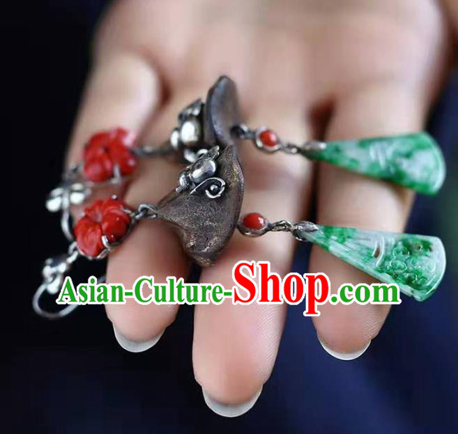 Handmade China Eaglewood Eardrop Jewelry Traditional Cheongsam Jade Accessories National Silver Gourd Earrings Handmade China Eaglewood Eardrop Jewelry Traditional Cheongsam Jade Accessories National Silver Gourd Earrings