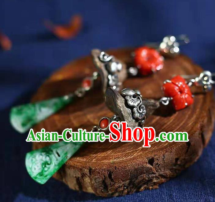Handmade China Eaglewood Eardrop Jewelry Traditional Cheongsam Jade Accessories National Silver Gourd Earrings Handmade China Eaglewood Eardrop Jewelry Traditional Cheongsam Jade Accessories National Silver Gourd Earrings