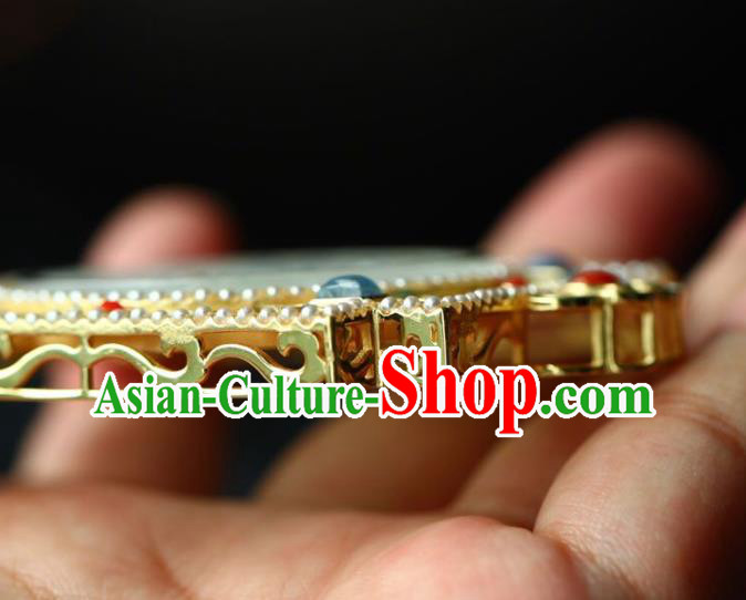 Chinese Classical Jade Carving Necklet Pendant Handmade Cloisonne Accessories National Necklace Chinese Classical Jade Carving Necklet Pendant Handmade Cloisonne Accessories National Necklace