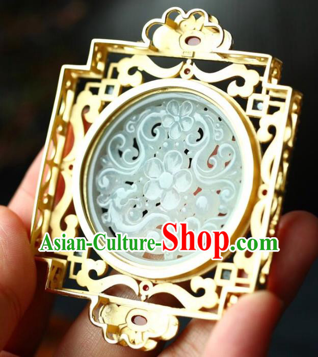 Chinese Classical Jade Carving Necklet Pendant Handmade Cloisonne Accessories National Necklace Chinese Classical Jade Carving Necklet Pendant Handmade Cloisonne Accessories National Necklace