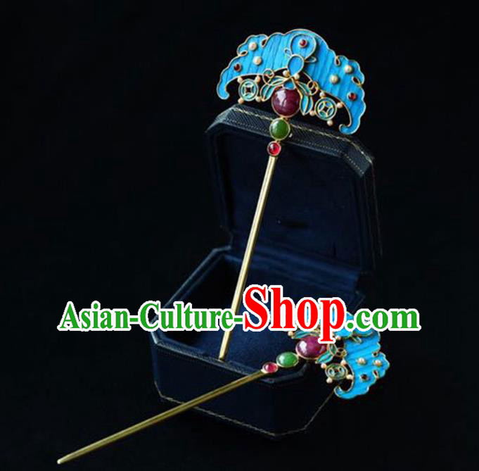 Chinese Handmade Qing Dynasty Court Accessories Traditional Ancient Empress Ruby Hairpin Jewelry Chinese Handmade Qing Dynasty Court Accessories Traditional Ancient Empress Ruby Hairpin Jewelry