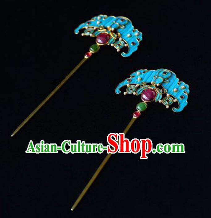 Chinese Handmade Qing Dynasty Court Accessories Traditional Ancient Empress Ruby Hairpin Jewelry Chinese Handmade Qing Dynasty Court Accessories Traditional Ancient Empress Ruby Hairpin Jewelry