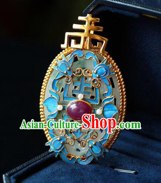 Chinese Classical Jade Necklet Pendant Handmade Accessories National Ruby Necklace Chinese Classical Jade Necklet Pendant Handmade Accessories National Ruby Necklace