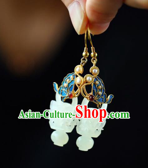 Handmade China Jade Vase Eardrop Jewelry Traditional Cheongsam Pearls Accessories National Butterfly Earrings Handmade China Jade Vase Eardrop Jewelry Traditional Cheongsam Pearls Accessories National Butterfly Earrings