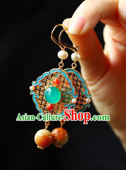 Handmade China Jadeite Eardrop Jewelry Traditional Qing Dynasty Accessories National Cheongsam Earrings Handmade China Jadeite Eardrop Jewelry Traditional Qing Dynasty Accessories National Cheongsam Earrings