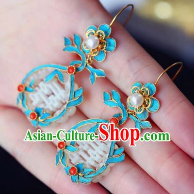 Handmade China Wedding Eardrop Jewelry Traditional Accessories National Cheongsam Jade Earrings