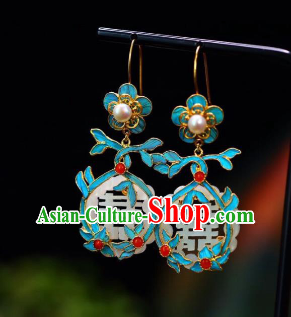 Handmade China Wedding Eardrop Jewelry Traditional Accessories National Cheongsam Jade Earrings Handmade China Wedding Eardrop Jewelry Traditional Accessories National Cheongsam Jade Earrings