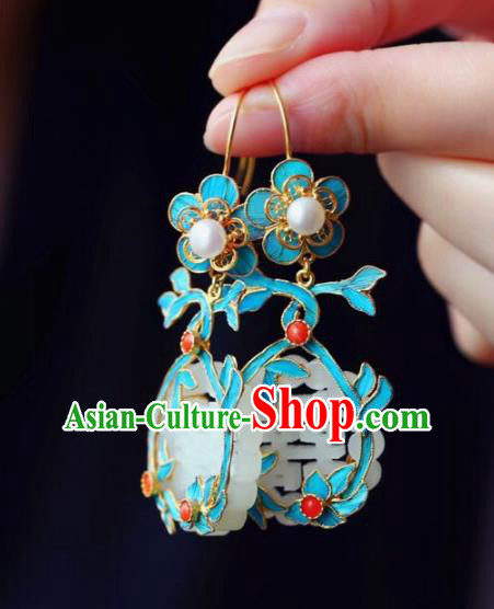 Handmade China Wedding Eardrop Jewelry Traditional Accessories National Cheongsam Jade Earrings Handmade China Wedding Eardrop Jewelry Traditional Accessories National Cheongsam Jade Earrings
