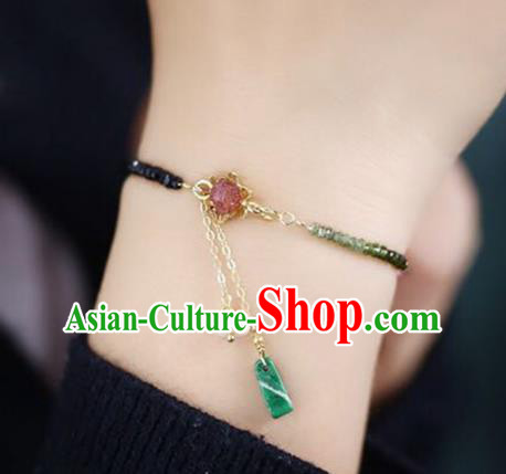 China National Tourmaline Lotus Bangle Traditional Jewelry Accessories Handmade Jadeite Tassel Bracelet China National Tourmaline Lotus Bangle Traditional Jewelry Accessories Handmade Jadeite Tassel Bracelet