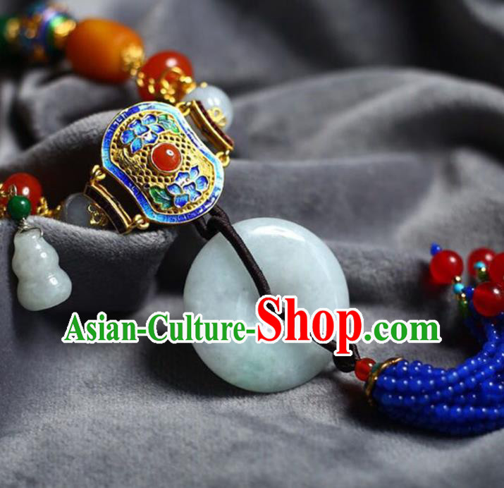 Chinese Classical Agate Necklet Pendant Handmade Jade Accessories National Blue Beads Tassel Necklace Chinese Classical Agate Necklet Pendant Handmade Jade Accessories National Blue Beads Tassel Necklace