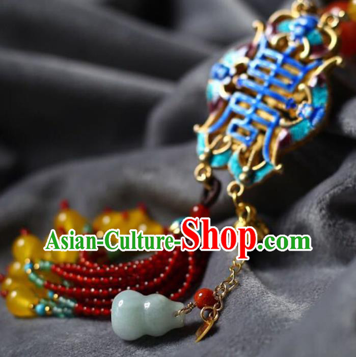 Chinese Classical Cloisonne Necklet Pendant Handmade Accessories National Beeswax Necklace Chinese Classical Cloisonne Necklet Pendant Handmade Accessories National Beeswax Necklace