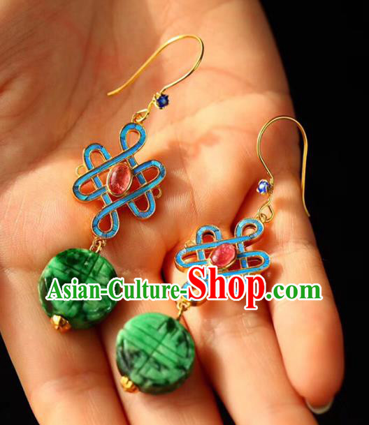 Handmade China Knot Eardrop Jewelry Traditional Cheongsam Tourmaline Accessories National Jadeite Earrings Handmade China Knot Eardrop Jewelry Traditional Cheongsam Tourmaline Accessories National Jadeite Earrings