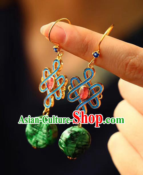 Handmade China Knot Eardrop Jewelry Traditional Cheongsam Tourmaline Accessories National Jadeite Earrings Handmade China Knot Eardrop Jewelry Traditional Cheongsam Tourmaline Accessories National Jadeite Earrings