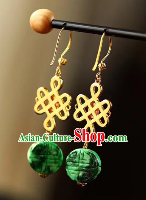Handmade China Knot Eardrop Jewelry Traditional Cheongsam Tourmaline Accessories National Jadeite Earrings Handmade China Knot Eardrop Jewelry Traditional Cheongsam Tourmaline Accessories National Jadeite Earrings