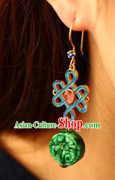 Handmade China Knot Eardrop Jewelry Traditional Cheongsam Tourmaline Accessories National Jadeite Earrings Handmade China Knot Eardrop Jewelry Traditional Cheongsam Tourmaline Accessories National Jadeite Earrings
