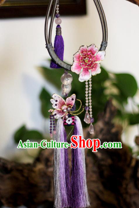 Chinese Classical Embroidered Peony Tassel Necklet Pendant Handmade Accessories National Silver Necklace Chinese Classical Embroidered Peony Tassel Necklet Pendant Handmade Accessories National Silver Necklace