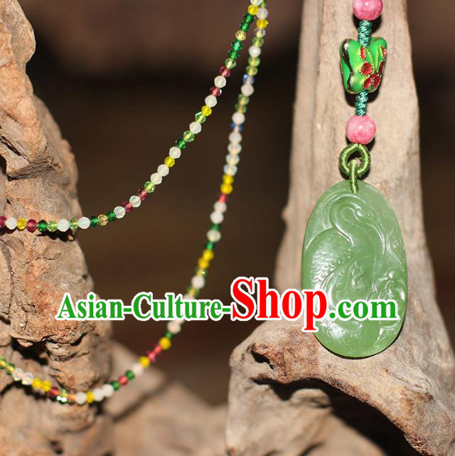 Chinese National Green Beads Tassel Brooch Jade Jewelry Traditional Handmade Cloisonne Accessories Chinese National Green Beads Tassel Brooch Jade Jewelry Traditional Handmade Cloisonne Accessories