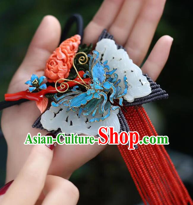 Chinese Classical Jade Butterfly Tassel Necklet Pendant Handmade National Necklace Accessories Chinese Classical Jade Butterfly Tassel Necklet Pendant Handmade National Necklace Accessories