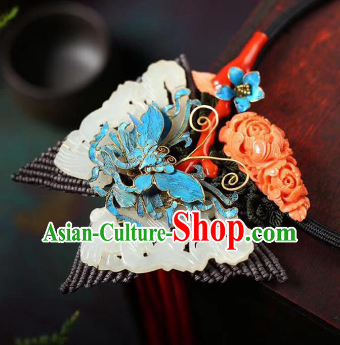 Chinese Classical Jade Butterfly Tassel Necklet Pendant Handmade National Necklace Accessories Chinese Classical Jade Butterfly Tassel Necklet Pendant Handmade National Necklace Accessories