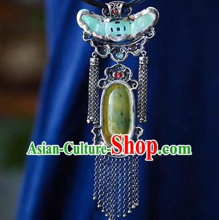 Chinese Classical Necklet Pendant Handmade National Jade Necklace Silver Tassel Accessories Chinese Classical Necklet Pendant Handmade National Jade Necklace Silver Tassel Accessories