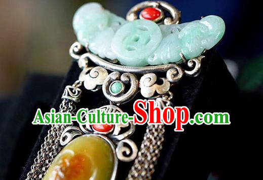 Chinese Classical Necklet Pendant Handmade National Jade Necklace Silver Tassel Accessories Chinese Classical Necklet Pendant Handmade National Jade Necklace Silver Tassel Accessories
