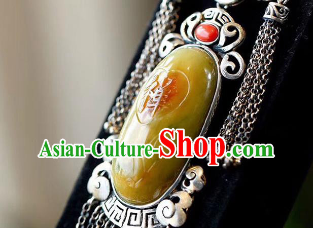 Chinese Classical Necklet Pendant Handmade National Jade Necklace Silver Tassel Accessories Chinese Classical Necklet Pendant Handmade National Jade Necklace Silver Tassel Accessories