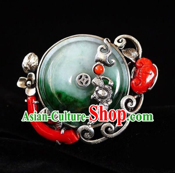 Chinese Traditional Handmade Jadeite Accessories Silver Ring National Circlet Jewelry Chinese Traditional Handmade Jadeite Accessories Silver Ring National Circlet Jewelry