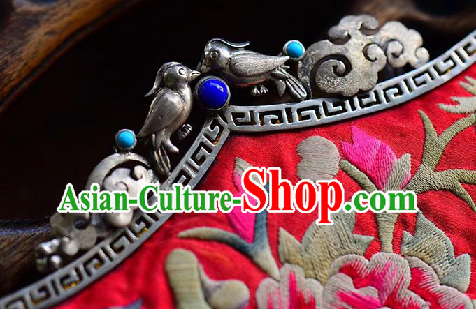 Chinese Classical Embroidered Necklet Pendant Handmade National Necklace Ethnic Silver Accessories Chinese Classical Embroidered Necklet Pendant Handmade National Necklace Ethnic Silver Accessories
