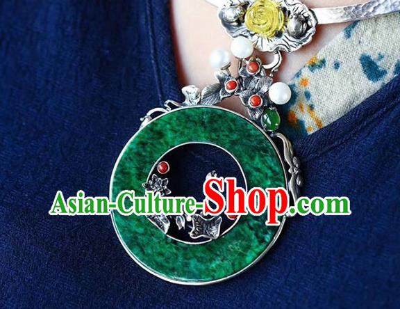 Chinese Classical Jadeite Necklet Pendant Handmade National Topaz Necklace Silver Bat Accessories Chinese Classical Jadeite Necklet Pendant Handmade National Topaz Necklace Silver Bat Accessories