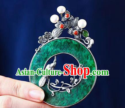 Chinese Classical Jadeite Necklet Pendant Handmade National Topaz Necklace Silver Bat Accessories Chinese Classical Jadeite Necklet Pendant Handmade National Topaz Necklace Silver Bat Accessories