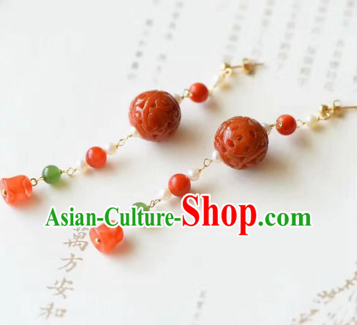 Handmade China National Agate Earrings Traditional Pearls Accessories Cheongsam Eardrop Jewelry Handmade China National Agate Earrings Traditional Pearls Accessories Cheongsam Eardrop Jewelry