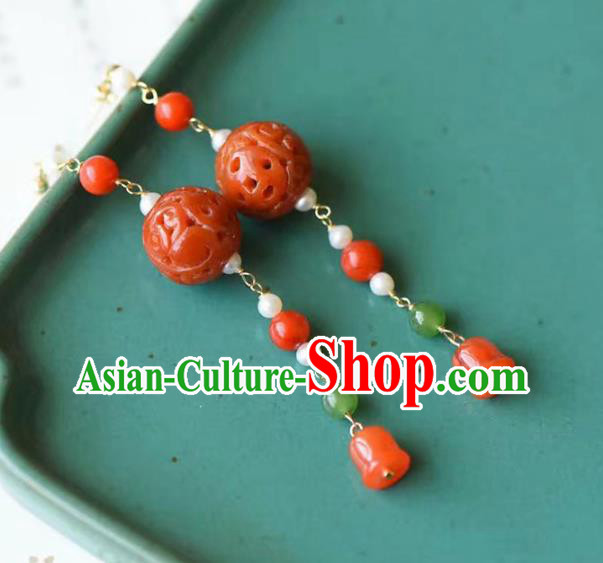 Handmade China National Agate Earrings Traditional Pearls Accessories Cheongsam Eardrop Jewelry Handmade China National Agate Earrings Traditional Pearls Accessories Cheongsam Eardrop Jewelry