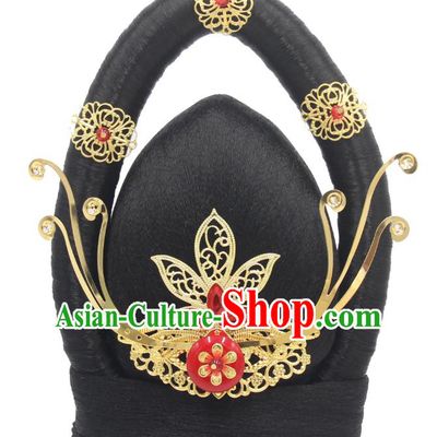 Chinese Traditional Ancient Goddess Hair Chignon Classical Dance Wigs
