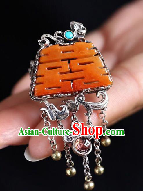 Chinese National Wedding Circlet Jewelry Traditional Handmade Jade Accessories Silver Tassel Ring Chinese National Wedding Circlet Jewelry Traditional Handmade Jade Accessories Silver Tassel Ring