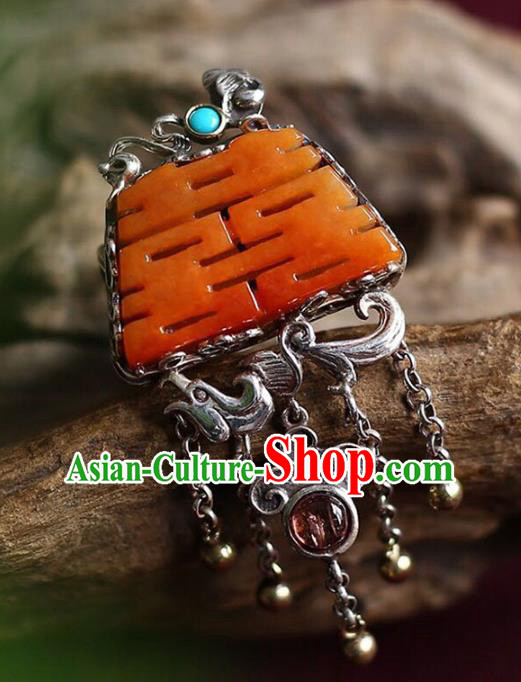 Chinese National Wedding Circlet Jewelry Traditional Handmade Jade Accessories Silver Tassel Ring Chinese National Wedding Circlet Jewelry Traditional Handmade Jade Accessories Silver Tassel Ring