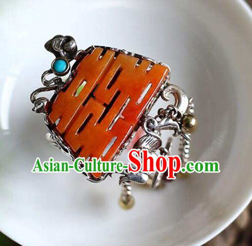 Chinese National Wedding Circlet Jewelry Traditional Handmade Jade Accessories Silver Tassel Ring Chinese National Wedding Circlet Jewelry Traditional Handmade Jade Accessories Silver Tassel Ring